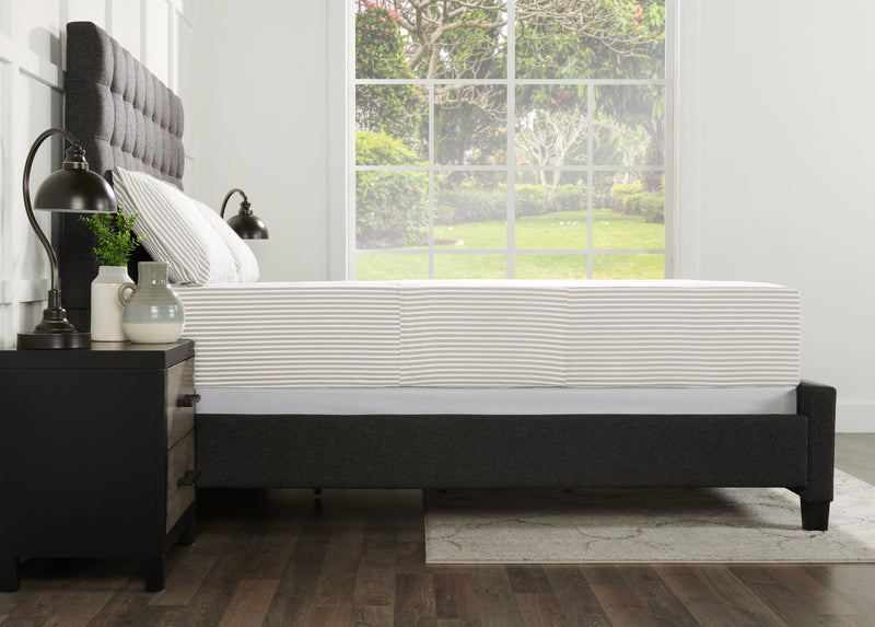 Striped 3-Piece Twin Cotton Sheet Set - Light Grey