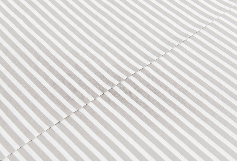 Striped 3-Piece Twin Cotton Sheet Set - Light Grey