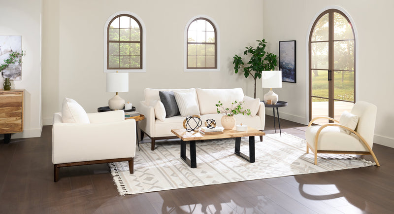 Loft 27.55\" Boucle Fabric Accent Chair with Accent Pillow and Wood Armrests and Legs - White