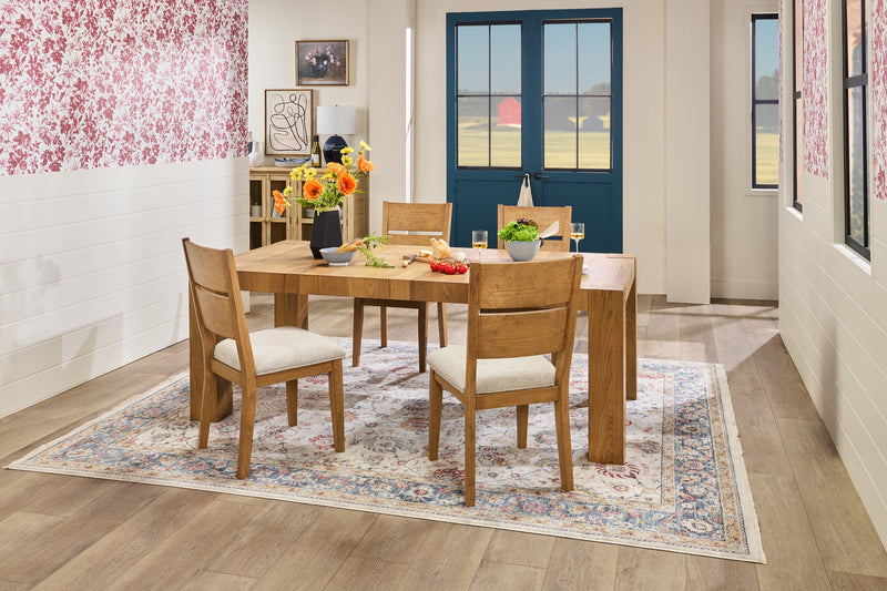 Lotus 5pc Dining Set with Table & 4 Slat-Back Chairs, Wood, 82\"W - Natural