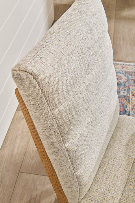 Lotus Dining Chair with Polyester Fabric, Wood - Light Grey