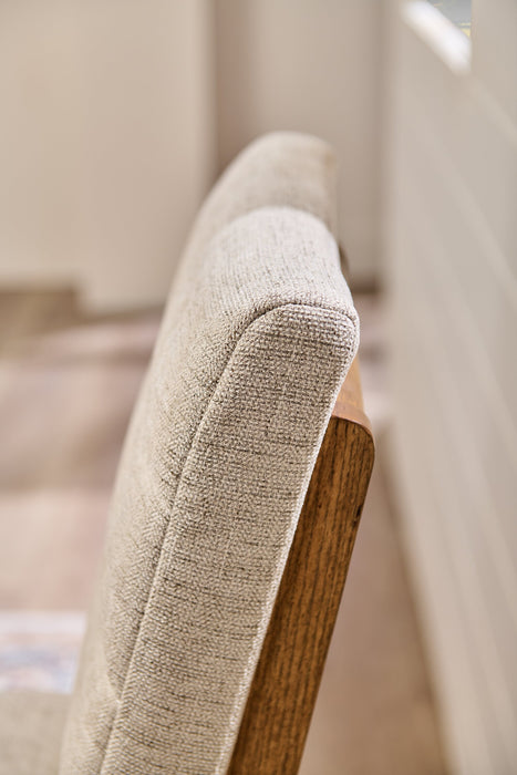 Lotus Dining Chair with Polyester Fabric, Wood - Light Grey