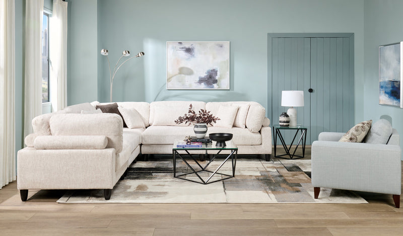 Lounge 5-Piece Chenille Modular Sectional – Beige 