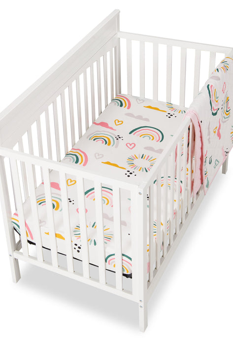 Luna 3-Piece Crib Bedding Set - White and Pink