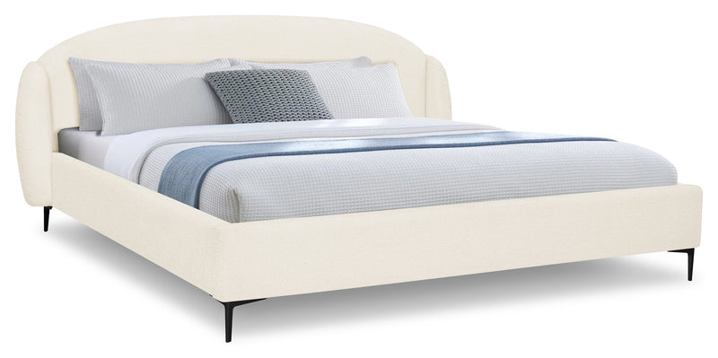 Luna Upholstered Wingback Bed in Taupe Fabric - King Size