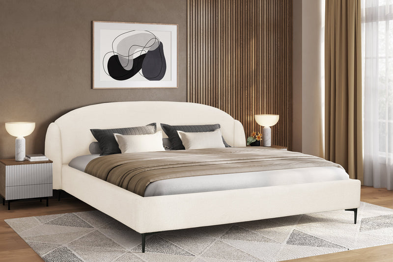 Luna Upholstered Wingback Bed in Taupe Fabric - King Size