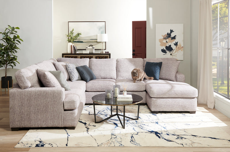 Made in Canada Luxe 3-Piece Right-Facing Fabric Sectional with Removable Cushions - Zaftig Dove Grey