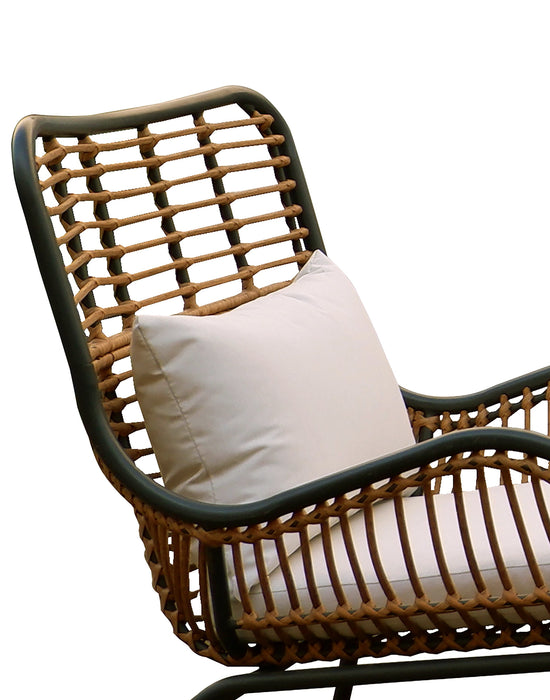 Maki 4-Piece Outdoor Patio Conversation Set with Loveseat, 2 Chairs & Glass Top Coffee Table - Hand-Woven Resin Wicker, UV & Weather Resistant - Natural