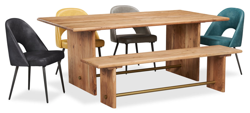 Kort & Co. Bay Dining Chair with Vegan Leather Fabric, Metal - Aqua