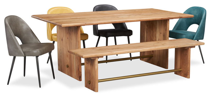 Kort & Co. Bay Dining Chair with Vegan Leather Fabric, Metal - Aqua