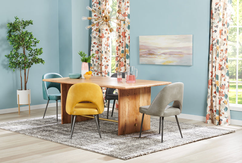 Kort & Co. Bay Dining Chair with Vegan Leather Fabric, Metal - Mustard