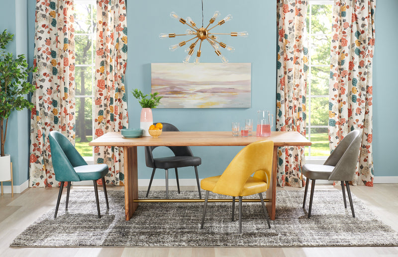 Kort & Co. Bay Dining Chair with Vegan Leather Fabric, Metal - Charcoal