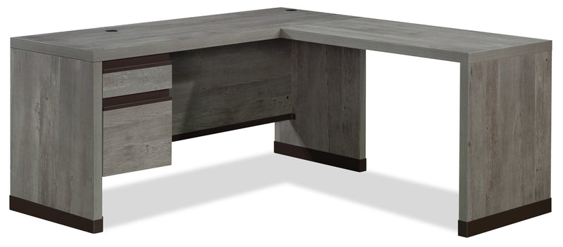 Manhattan Gate 65.98\" Commercial Grade L-Shaped Office Desk with 2-Drawers - Mystic Oak