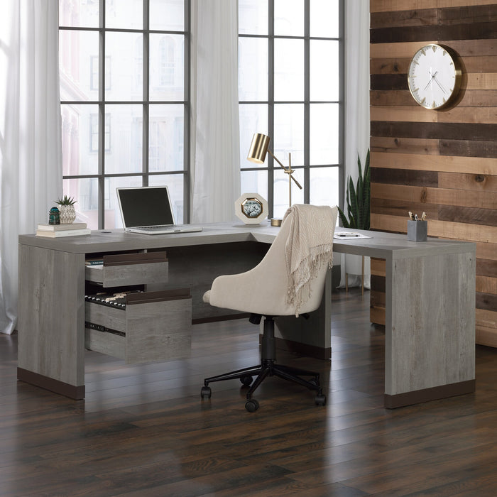 Manhattan Gate 65.98\" Commercial Grade L-Shaped Office Desk with 2-Drawers - Mystic Oak
