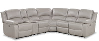Marcel 6-Piece Genuine Leather Power Reclining Sectional with Storage Console and USB Port - Grey 
