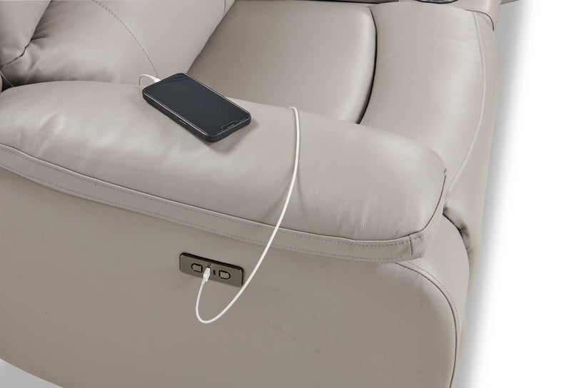 Marcel 6-Piece Genuine Leather Power Reclining Sectional with Storage Console and USB Port - Grey