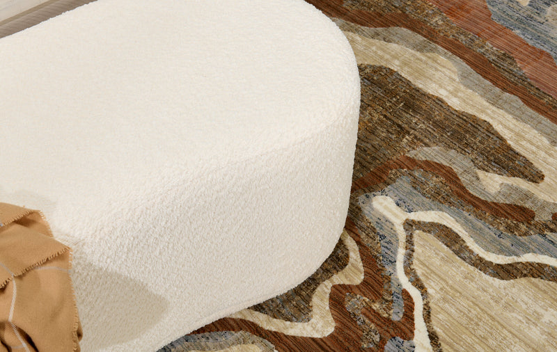 Maren 47.25\" Fabric Curved Bench - Cream