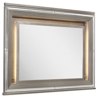 Max Bedroom Dresser Mirror with LED Light, Glam - Silver 