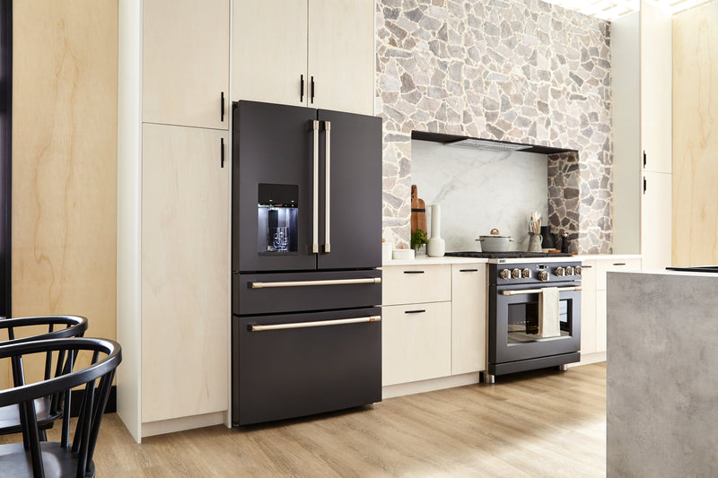 Cafe 36\" 22.3 Cu. Ft. Quad Door Refrigerator - Matte Black - CXE22DP3PD1