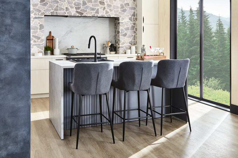 Demi Counter-Height Stool with Velvet-Like Fabric, Metal - Grey