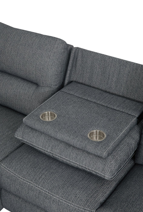 Meadow 2-Piece Left-Facing Chenille Fabric Power Reclining Sectional with Storage Chaise - Charcoal Grey
