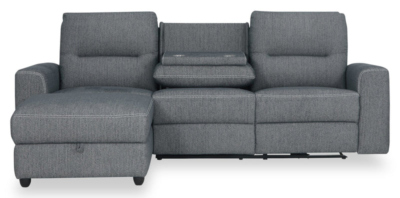 Meadow 2-Piece Left-Facing Chenille Fabric Power Reclining Sectional with Storage Chaise - Charcoal Grey
