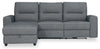 Meadow 2-Piece Left-Facing Chenille Fabric Power Reclining Sectional with Storage Chaise - Charcoal Grey