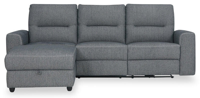 Meadow 2-Piece Left-Facing Chenille Fabric Power Reclining Sectional with Storage Chaise - Charcoal Grey