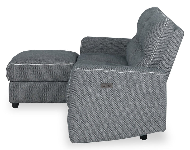 Meadow 2-Piece Left-Facing Chenille Fabric Power Reclining Sectional with Storage Chaise - Charcoal Grey
