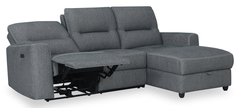 Meadow 2-Piece Right-Facing Chenille Fabric Power Reclining Sectional with Storage Chaise - Charcoal Grey