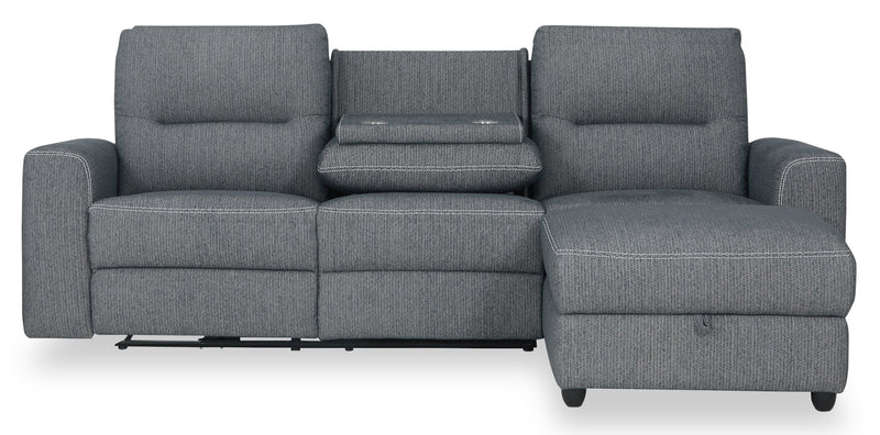 Meadow 2-Piece Right-Facing Chenille Fabric Power Reclining Sectional with Storage Chaise - Charcoal Grey