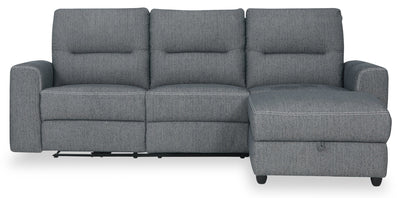 Meadow 2-Piece Right-Facing Chenille Fabric Power Reclining Sectional with Storage Chaise - Denim | Sofa sectionnel de droite à inclinaison électrique Meadow 2 pièces en tissu de chenille avec fauteuil long de rangement - denim