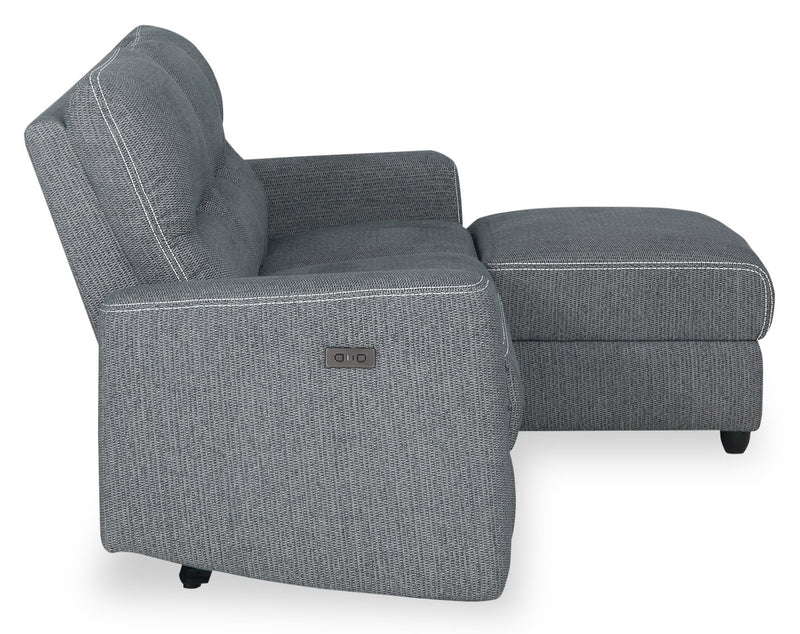 Meadow 2-Piece Right-Facing Chenille Fabric Power Reclining Sectional with Storage Chaise - Charcoal Grey