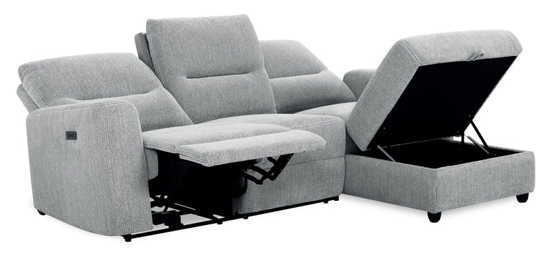 Meadow 2-Piece Right-Facing Chenille Fabric Power Reclining Sectional with Storage Chaise - River Grey