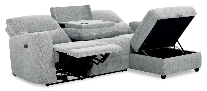 Meadow 2-Piece Right-Facing Chenille Fabric Power Reclining Sectional with Storage Chaise - River Grey