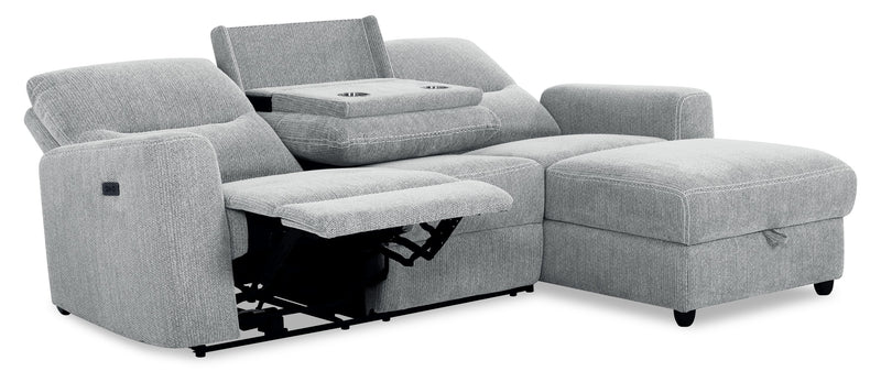 Meadow 2-Piece Right-Facing Chenille Fabric Power Reclining Sectional with Storage Chaise - River Grey