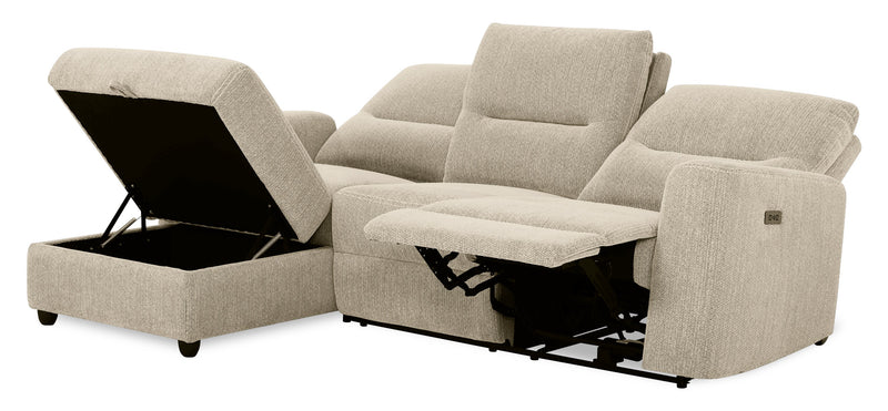 Meadow 2-Piece Left-Facing Chenille Fabric Power Reclining Sectional with Storage Chaise - Taupe