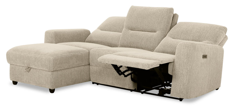 Meadow 2-Piece Left-Facing Chenille Fabric Power Reclining Sectional with Storage Chaise - Taupe