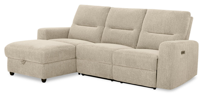 Meadow 2-Piece Left-Facing Chenille Fabric Power Reclining Sectional with Storage Chaise - Taupe