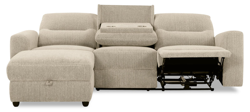 Meadow 2-Piece Left-Facing Chenille Fabric Power Reclining Sectional with Storage Chaise - Taupe