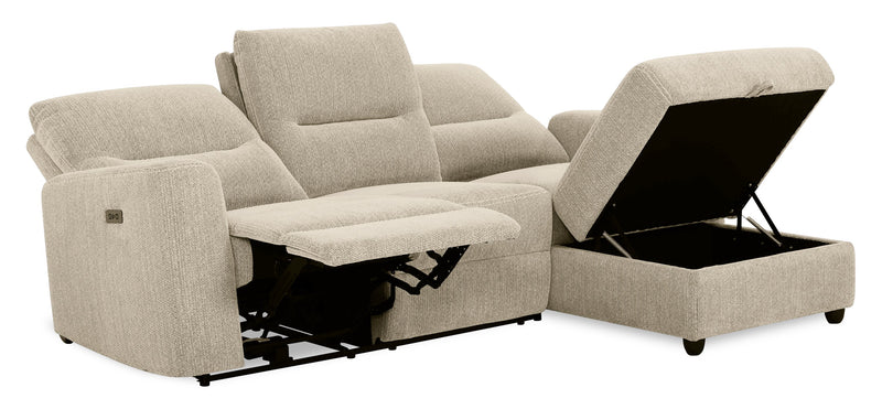 Meadow 2-Piece Right-Facing Chenille Fabric Power Reclining Sectional with Storage Chaise - Taupe