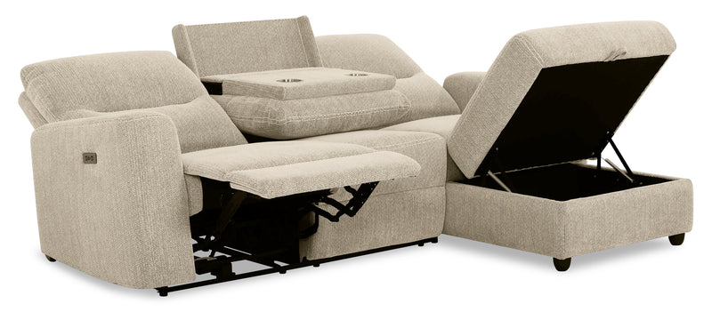 Meadow 2-Piece Right-Facing Chenille Fabric Power Reclining Sectional with Storage Chaise - Taupe