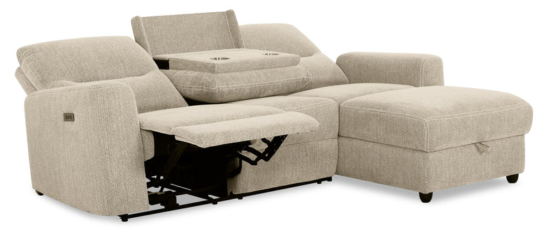 Meadow 2-Piece Right-Facing Chenille Fabric Power Reclining Sectional with Storage Chaise - Taupe