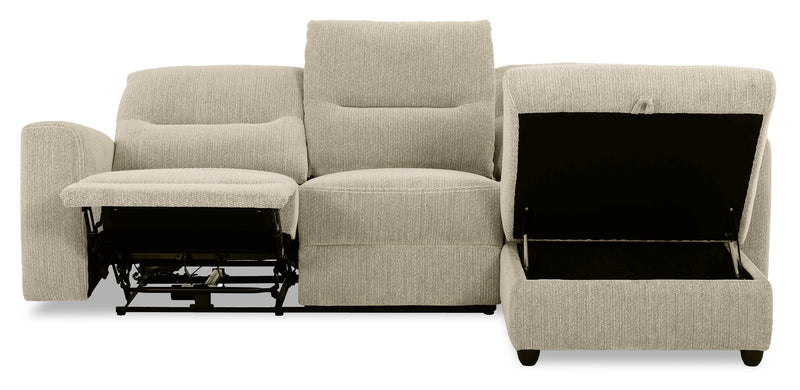 Meadow 2-Piece Right-Facing Chenille Fabric Power Reclining Sectional with Storage Chaise - Taupe