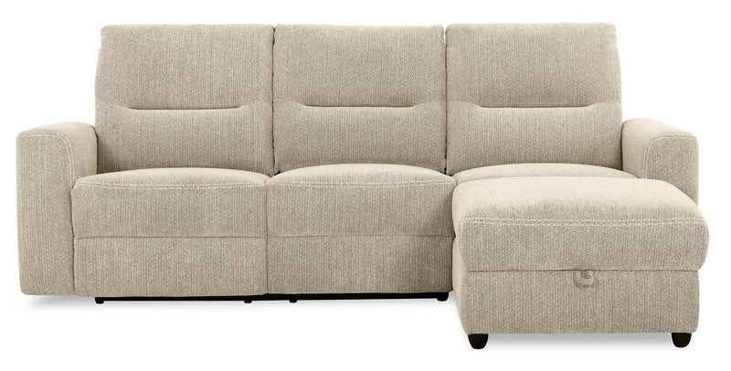 Meadow 2-Piece Right-Facing Chenille Fabric Power Reclining Sectional with Storage Chaise - Taupe