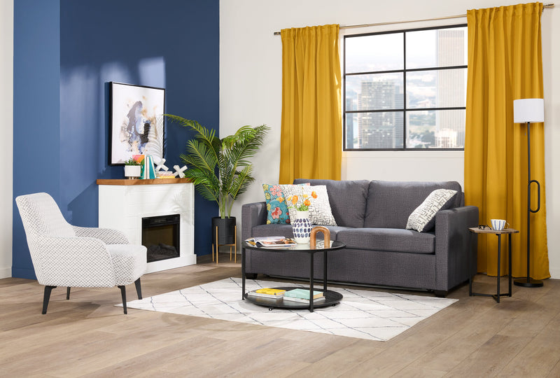 Mehgan 43.8\" Modern Electric Fireplace - White & Brown Two Tone