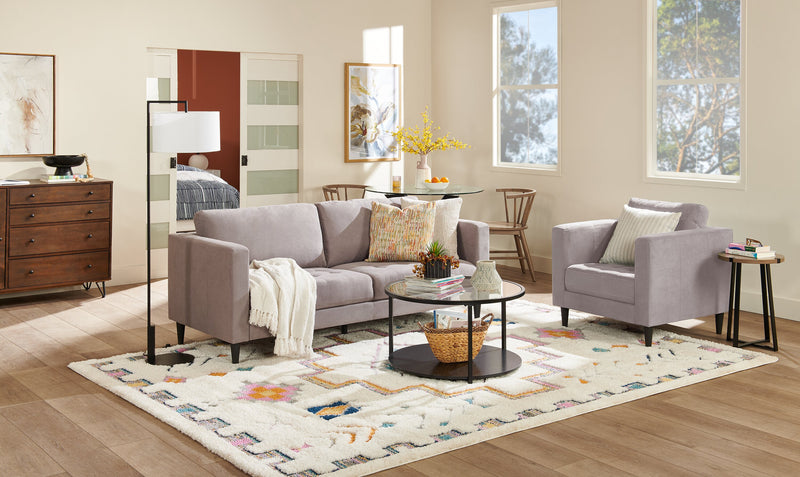 Metro 32\" Fabric Chair with Tufted Seat Cushion and Reversible Back Cushion - Grey