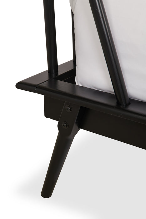 Milan Platform Bed with Headboard & Frame,  Mid-Century Modern, Black - Queen Size