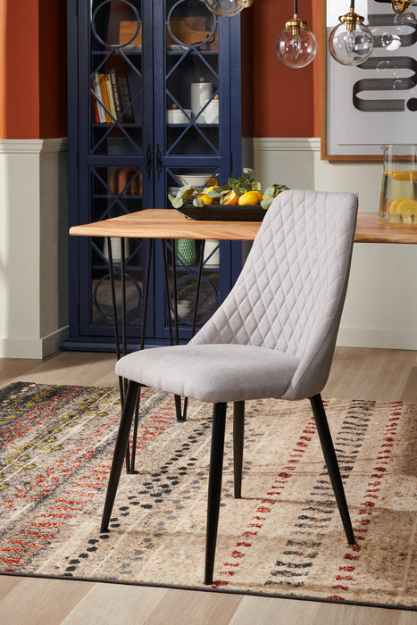 Miya Dining Chair with Polyester Fabric, Metal - Grey