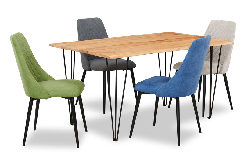 Miya Dining Table with Live Edge, Acacia Wood, Metal, 60\"W - Natural